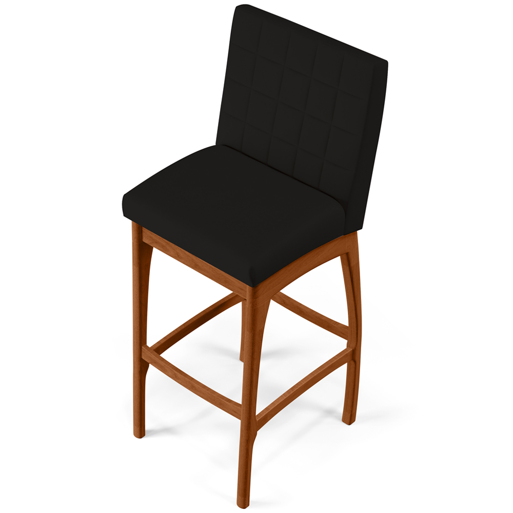 Banqueta Alta Para Cozinha Sala de Jantar Fixa Mila B04 Suede Preto - Lyam Decor