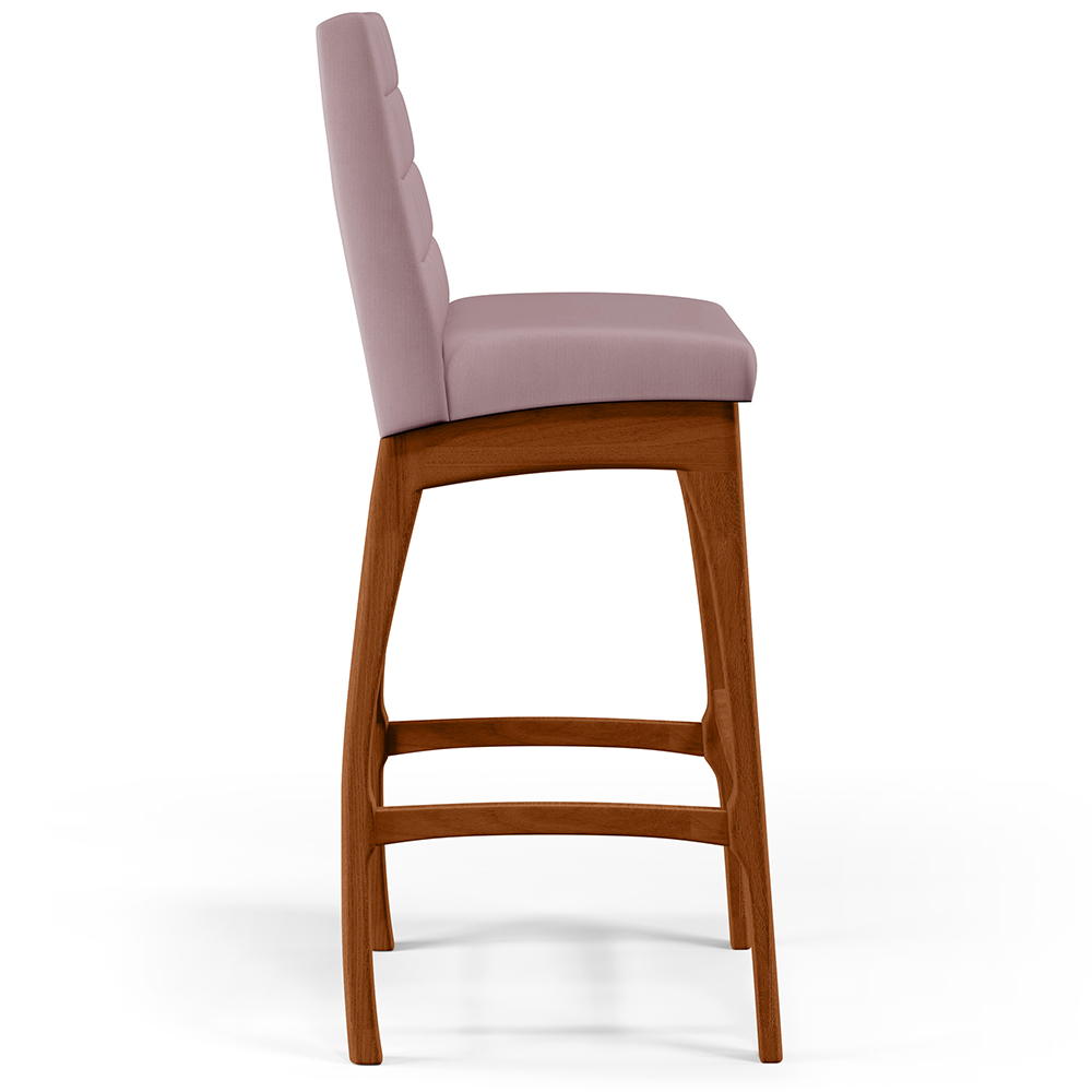 Banqueta Alta Para Cozinha Sala de Jantar Fixa Mila B04 Suede Rosê - Lyam Decor