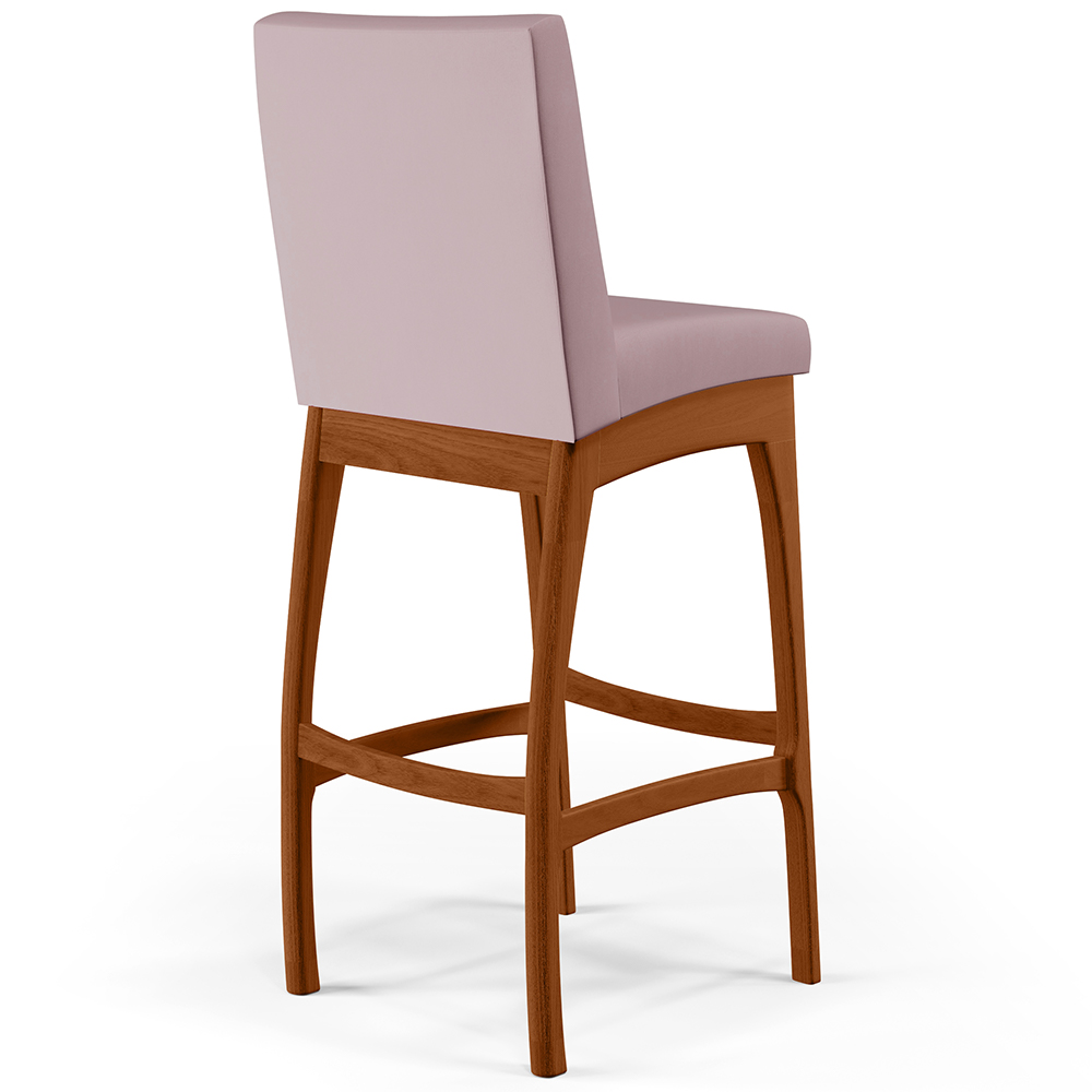 Banqueta Alta Para Cozinha Sala de Jantar Fixa Mila B04 Suede Rosê - Lyam Decor