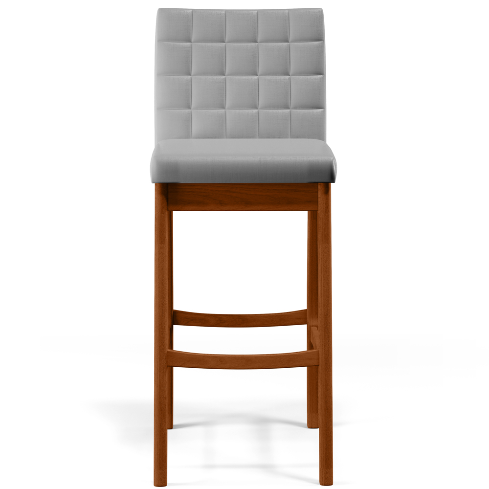 Banqueta Alta Para Cozinha Sala de Jantar Fixa Mila L02 Facto Cinza Metalizado - Lyam Decor