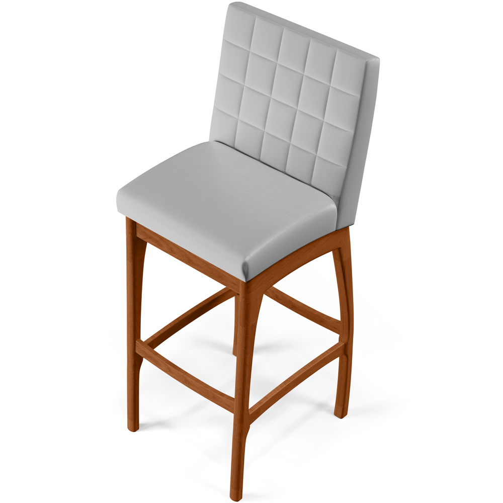 Banqueta Alta Para Cozinha Sala de Jantar Fixa Mila L02 Facto Cinza Metalizado - Lyam Decor