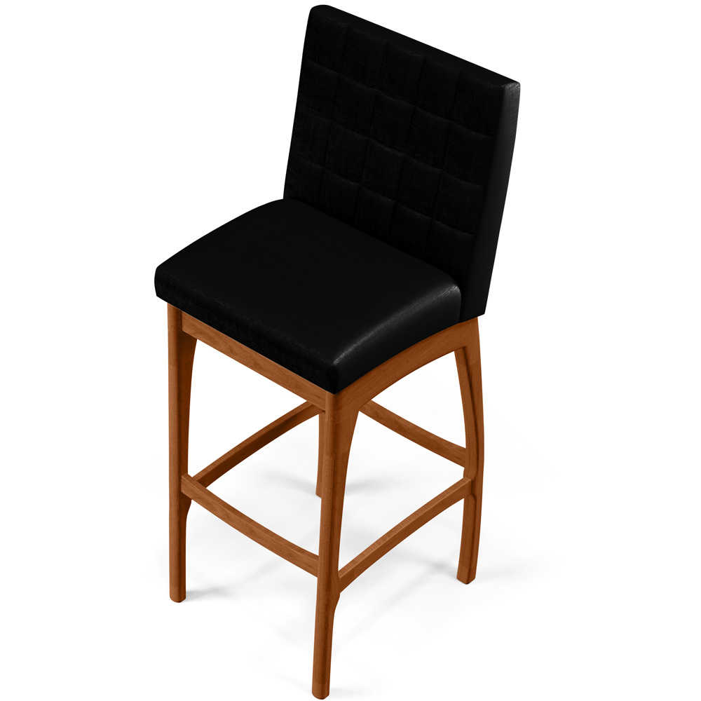 Banqueta Alta Para Cozinha Sala de Jantar Fixa Mila L02 Facto Preto Metalizado - Lyam Decor