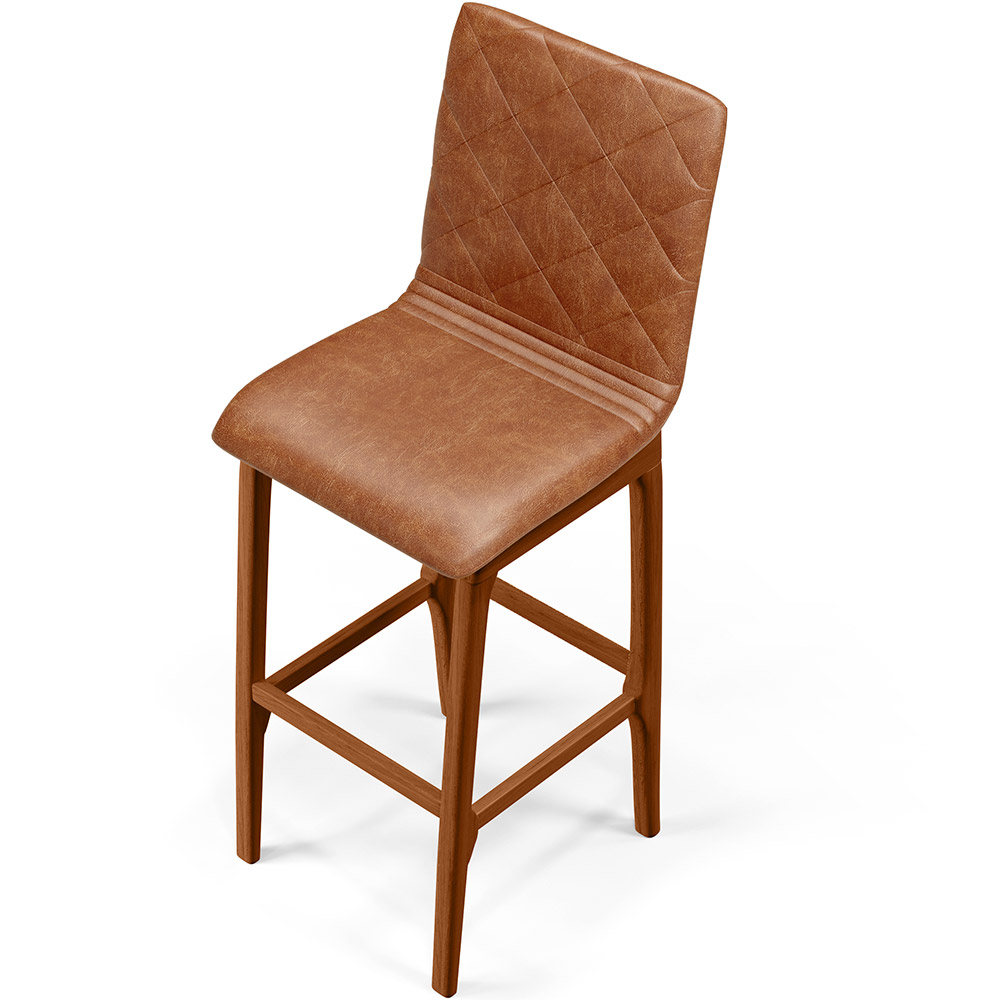 Banqueta Alta Para Cozinha Sala de Jantar Fixa Zoe B04 Couríssimo Camel - Lyam Decor