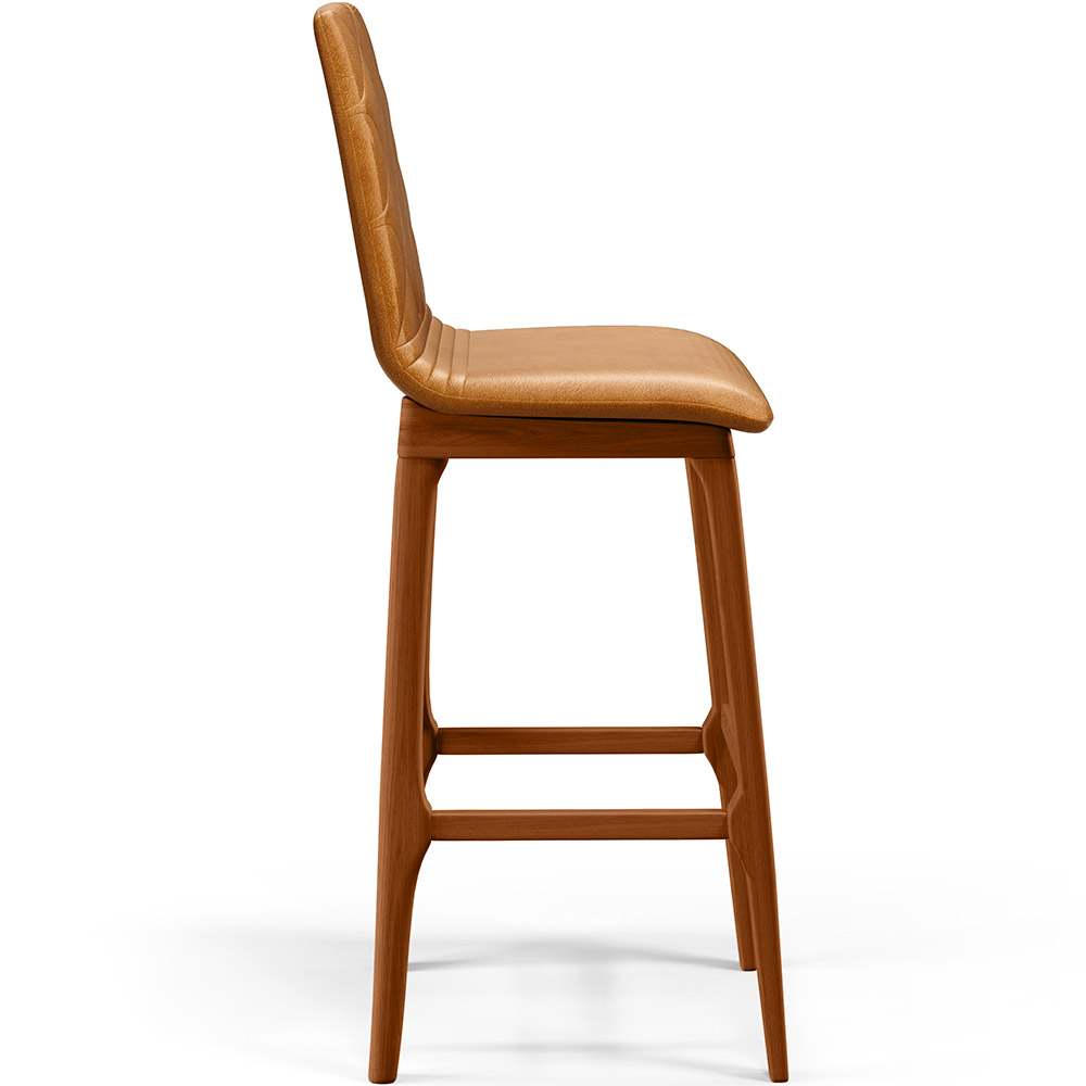 Banqueta Alta Para Cozinha Sala de Jantar Fixa Zoe B04 Couríssimo Whisky - Lyam Decor