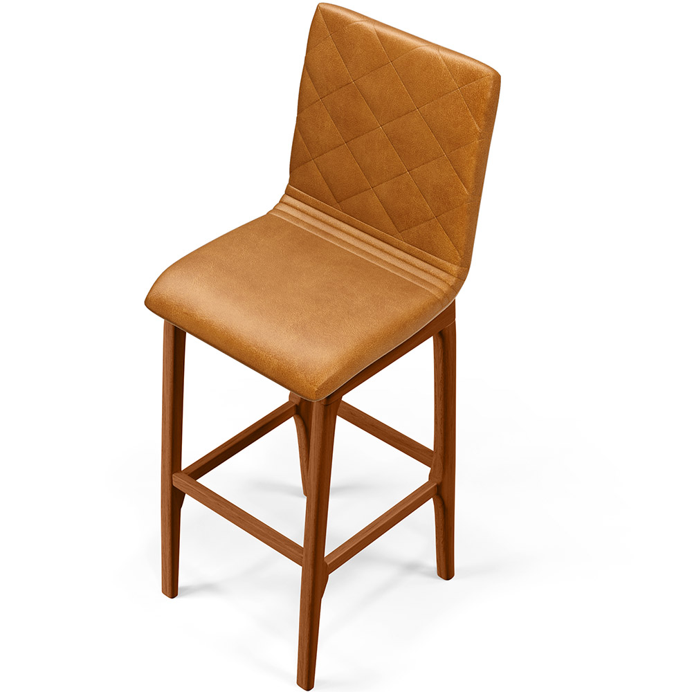 Banqueta Alta Para Cozinha Sala de Jantar Fixa Zoe B04 Couríssimo Whisky - Lyam Decor