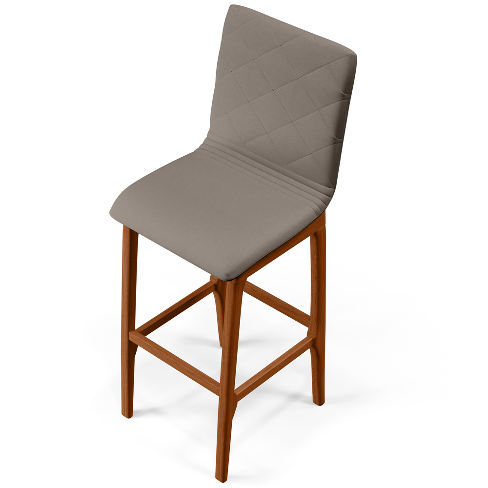 Banqueta Alta Para Cozinha Sala de Jantar Fixa Zoe B04 Linho Bege - Lyam Decor