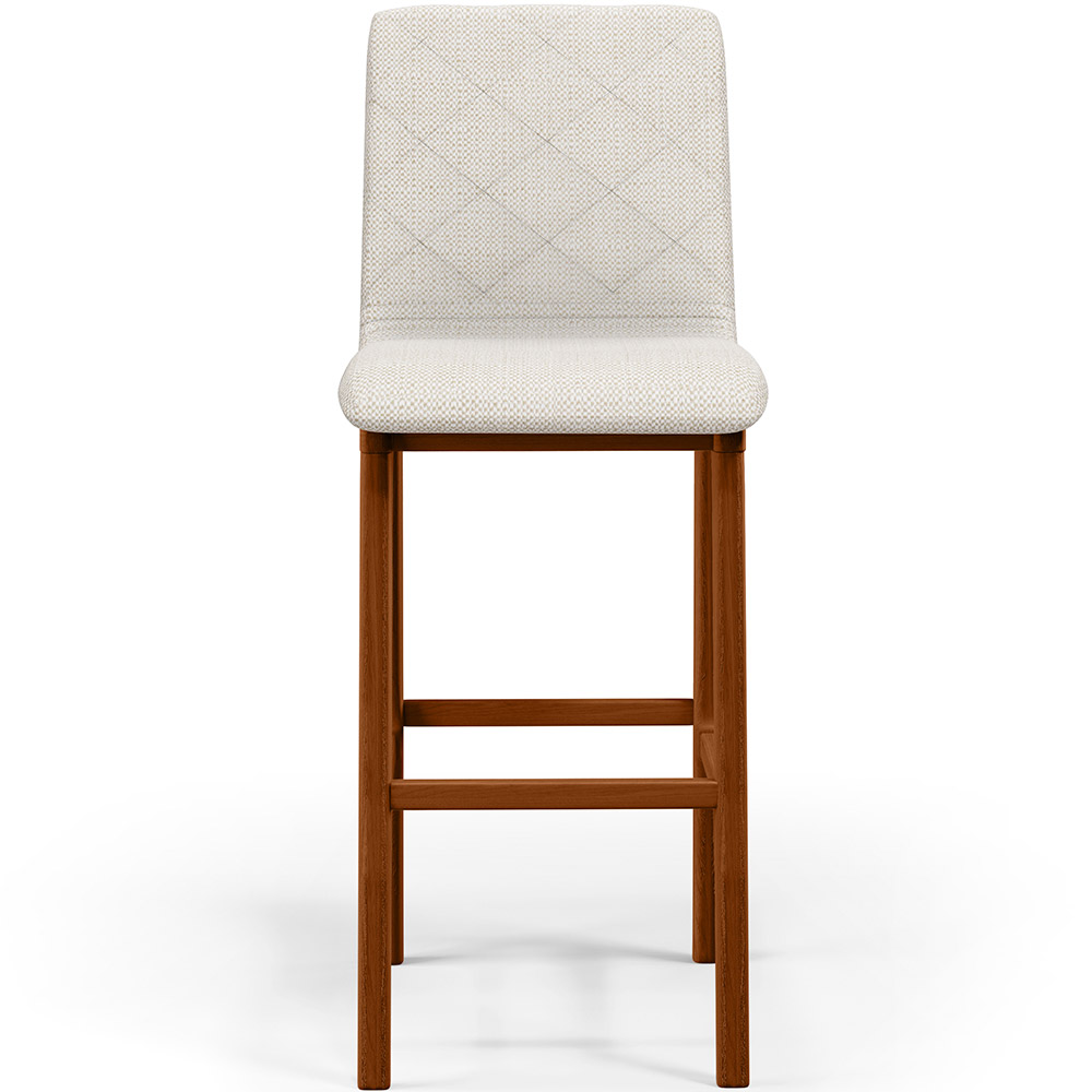 Banqueta Alta Para Cozinha Sala de Jantar Fixa Zoe B04 Linho Champagne - Lyam Decor
