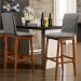 Banqueta Alta Para Cozinha Sala de Jantar Fixa Zoe B04 Linho Cinza Escuro - Lyam Decor