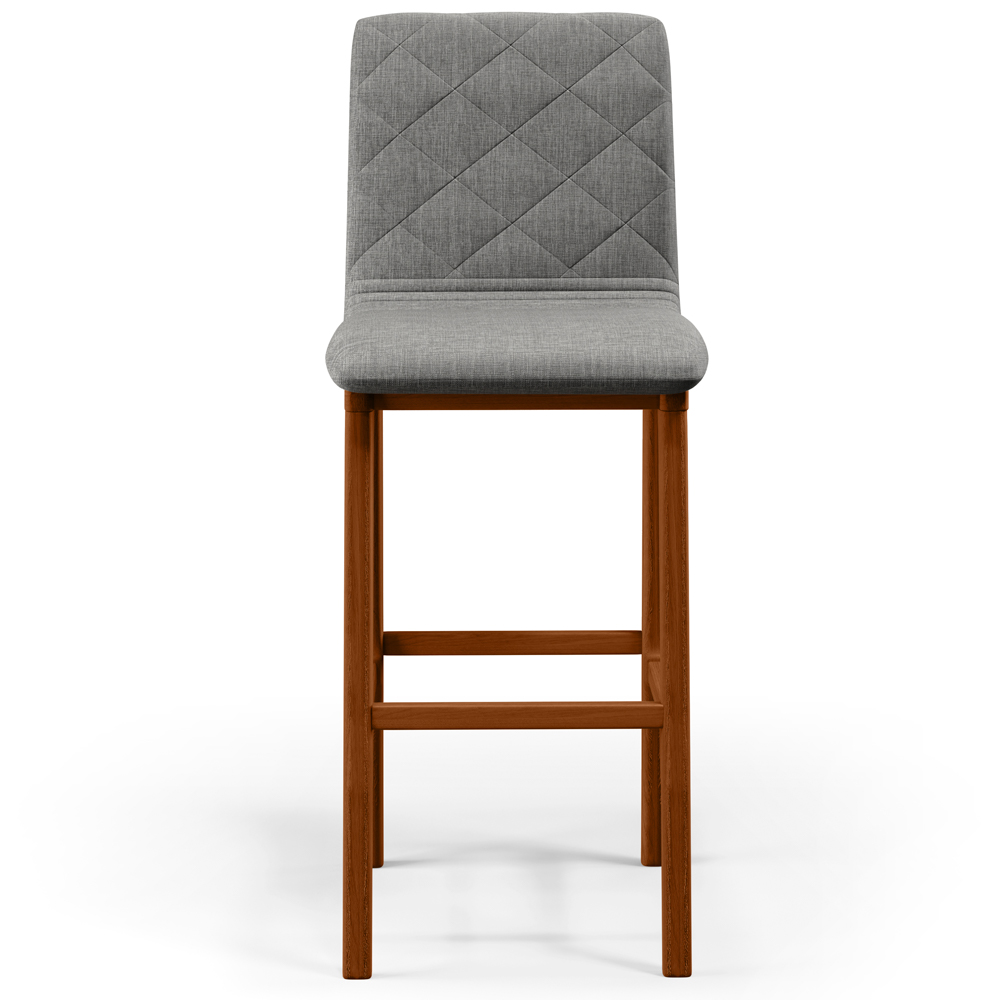 Banqueta Alta Para Cozinha Sala de Jantar Fixa Zoe B04 Linho Cinza Escuro - Lyam Decor