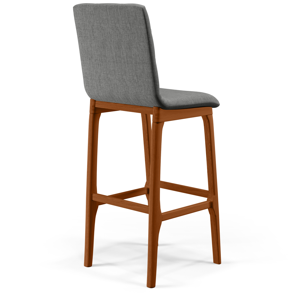 Banqueta Alta Para Cozinha Sala de Jantar Fixa Zoe B04 Linho Cinza Escuro - Lyam Decor