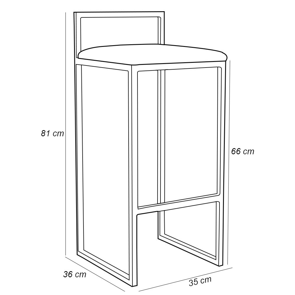 Banqueta Alta Para Cozinha Sala de Jantar Hanna L02 Bronze Linho Bege - Lyam Decor