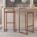 Banqueta Alta Para Cozinha Sala de Jantar Hanna L02 Bronze Linho Cinza Escuro - Lyam Decor