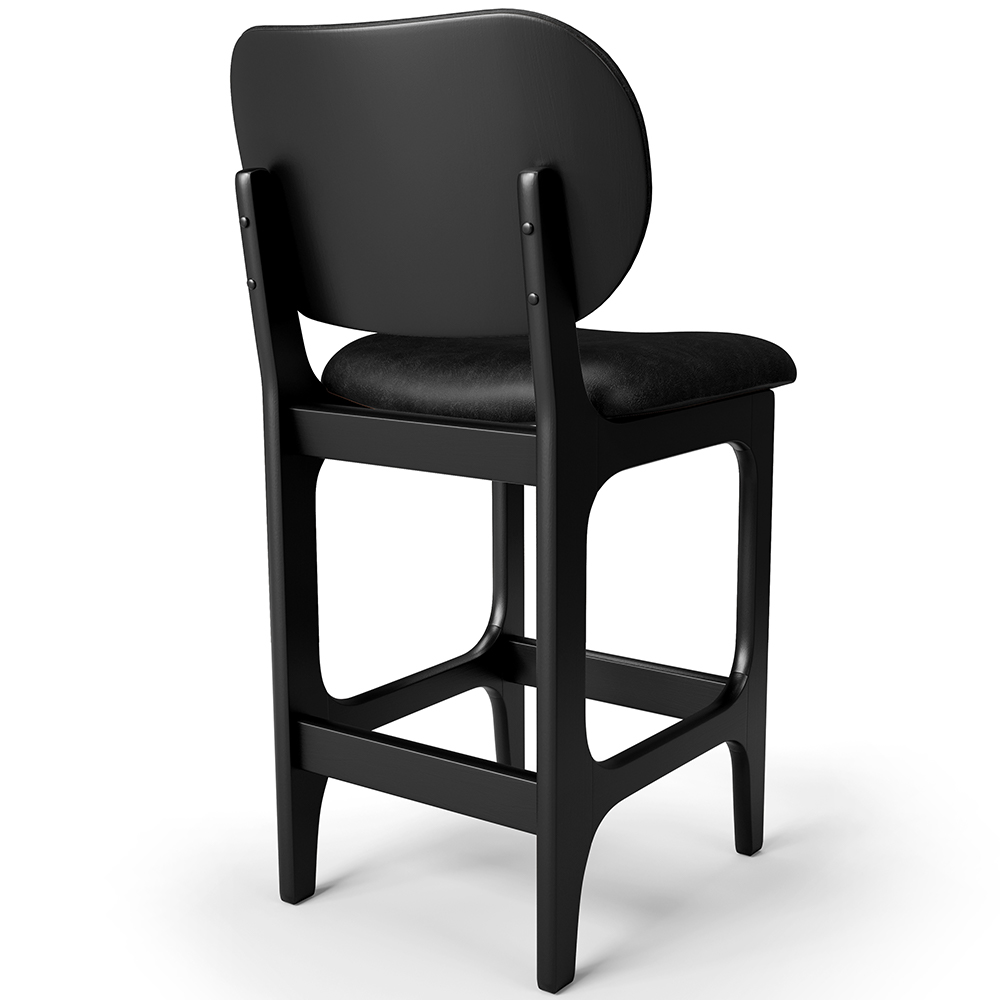 Banqueta Baixa Bar Cozinha E Sala De Jantar Fixa Betta L02 Couríssimo Preto - Lyam Decor