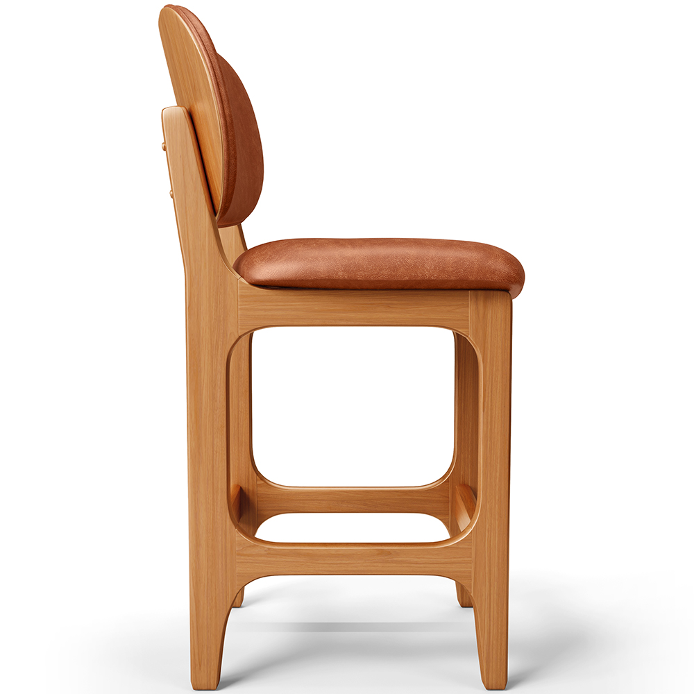 Banqueta Baixa Bar Cozinha E Sala De Jantar Fixa Betta L02 Imbuia Couríssimo Camel - Lyam Decor