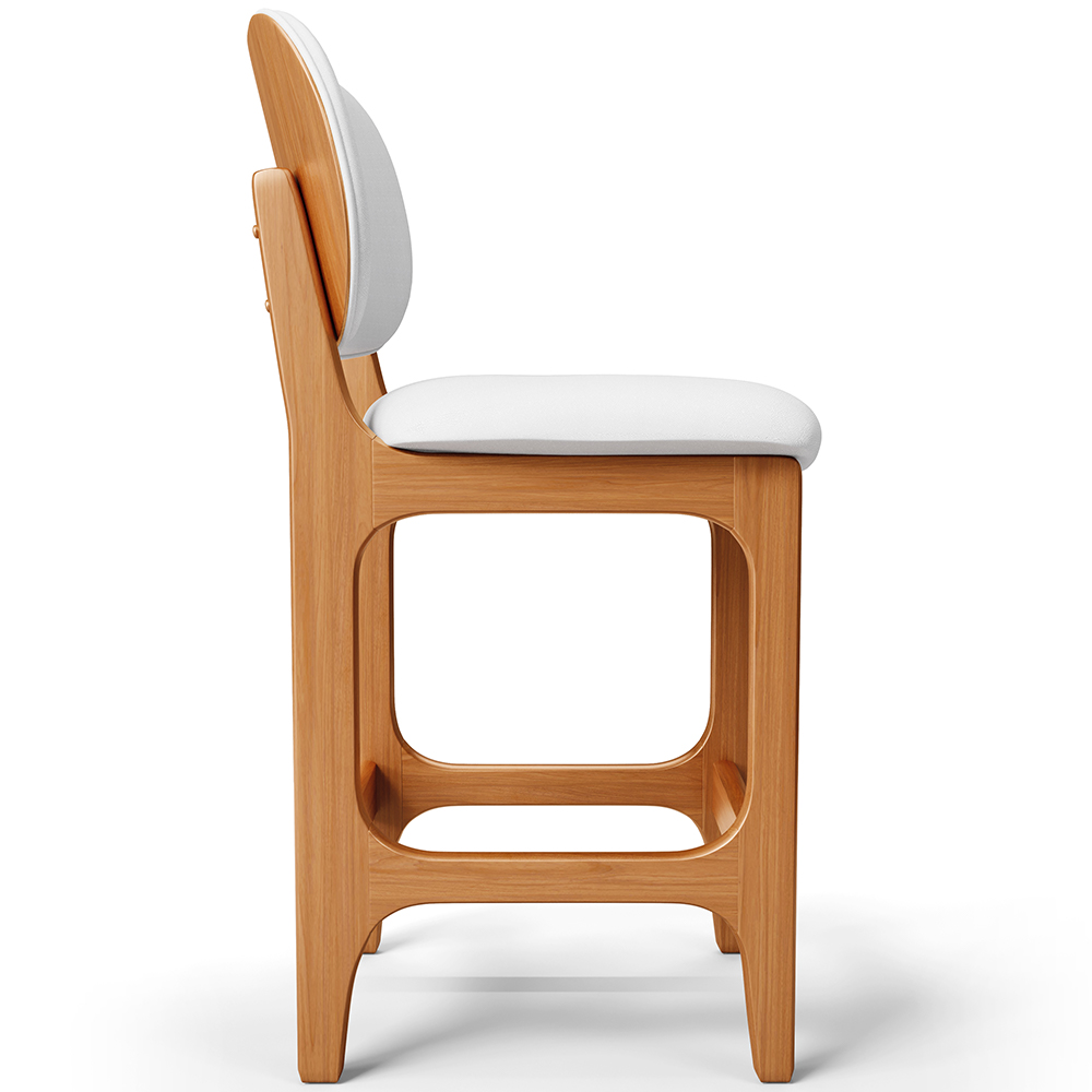 Banqueta Baixa Bar Cozinha E Sala De Jantar Fixa Betta L02 Imbuia Facto Branco - Lyam Decor