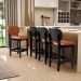 Banqueta Baixa Bar Cozinha E Sala De Jantar Fixa Betta L02 Preto Couríssimo Camel - Lyam Decor