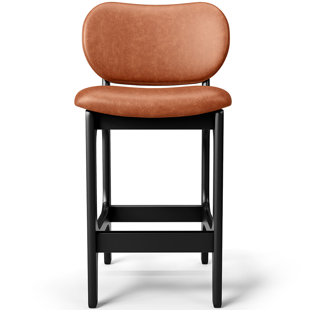 Banqueta Baixa Bar Cozinha E Sala De Jantar Fixa Betta L02 Preto Couríssimo Camel - Lyam Decor