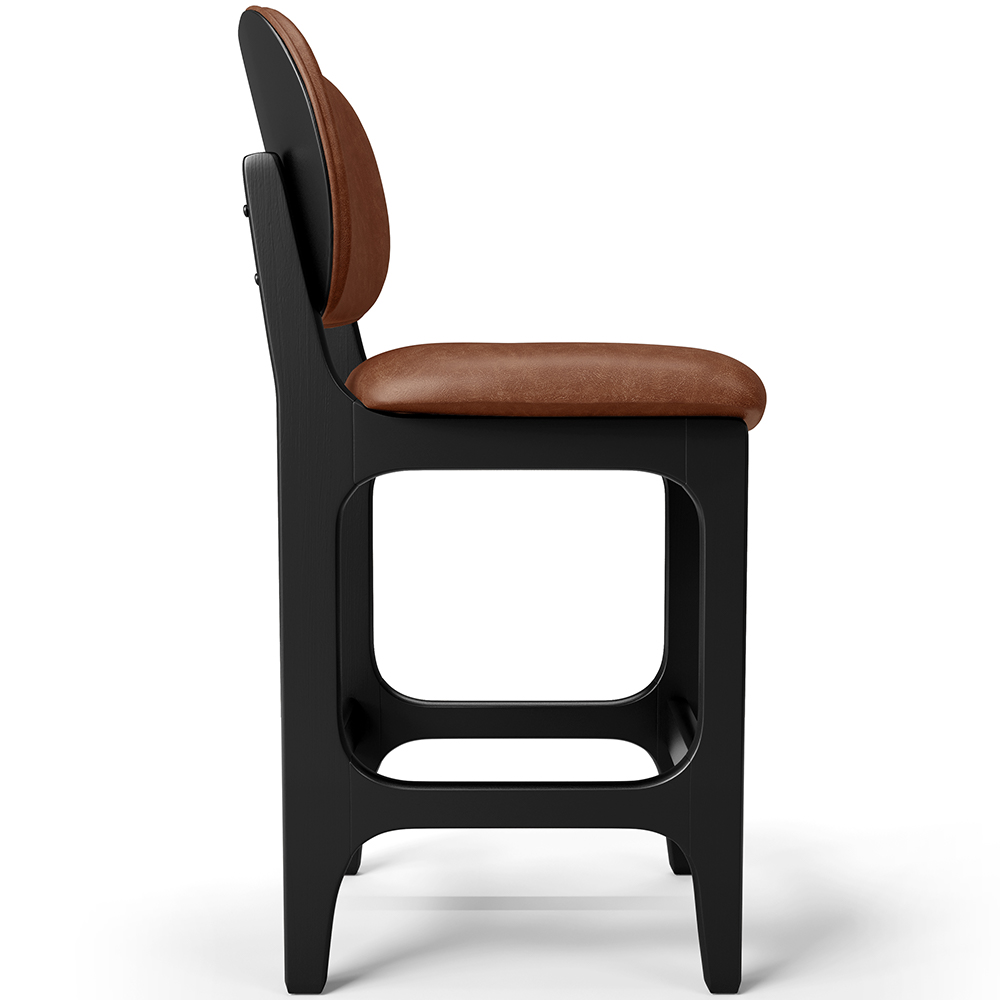 Banqueta Baixa Bar Cozinha E Sala De Jantar Fixa Betta L02 Preto Couríssimo Marrom - Lyam Decor