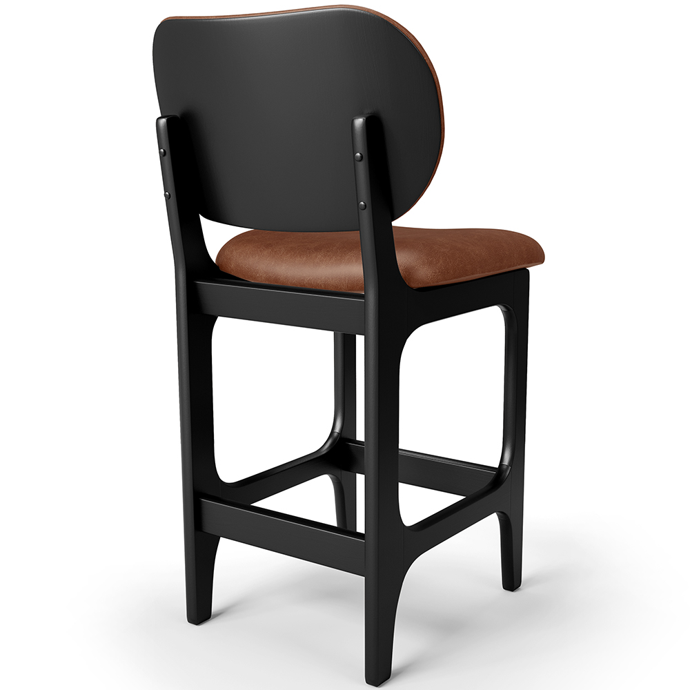 Banqueta Baixa Bar Cozinha E Sala De Jantar Fixa Betta L02 Preto Couríssimo Marrom - Lyam Decor
