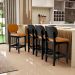 Banqueta Baixa Bar Cozinha E Sala De Jantar Fixa Betta L02 Preto Couríssimo Whisky - Lyam Decor