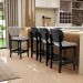 Banqueta Baixa Bar Cozinha E Sala De Jantar Fixa Betta L02 Preto Linho Bege - Lyam Decor