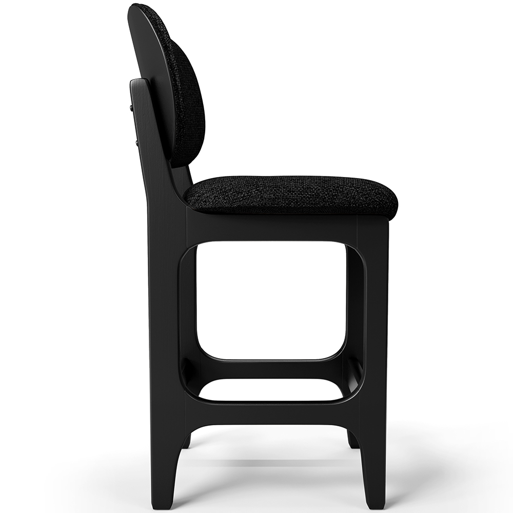 Banqueta Baixa Bar Cozinha E Sala De Jantar Fixa Betta L02 Preto Linho Chumbo - Lyam Decor