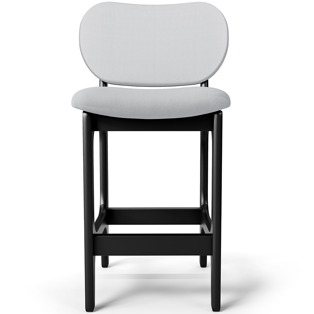 Banqueta Baixa Bar Cozinha E Sala De Jantar Fixa Betta L02 Preto Linho Cinza - Lyam Decor