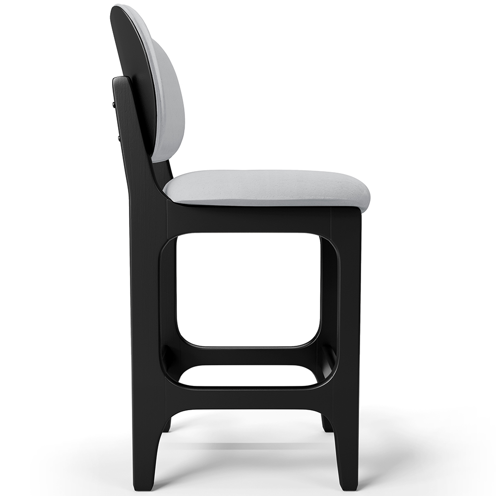 Banqueta Baixa Bar Cozinha E Sala De Jantar Fixa Betta L02 Preto Linho Cinza - Lyam Decor