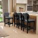 Banqueta Baixa Bar Cozinha E Sala De Jantar Fixa Betta L02 Preto Linho Cinza Escuro - Lyam Decor