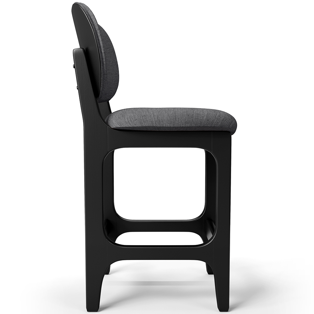 Banqueta Baixa Bar Cozinha E Sala De Jantar Fixa Betta L02 Preto Linho Cinza Escuro - Lyam Decor