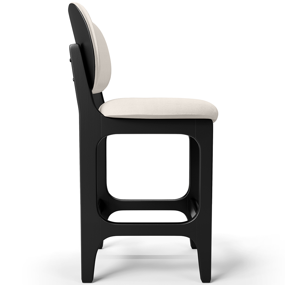 Banqueta Baixa Bar Cozinha E Sala De Jantar Fixa Betta L02 Preto Linho Cru - Lyam Decor