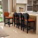 Banqueta Baixa Bar Cozinha E Sala De Jantar Fixa Betta L02 Preto Tecido Terracota - Lyam Decor