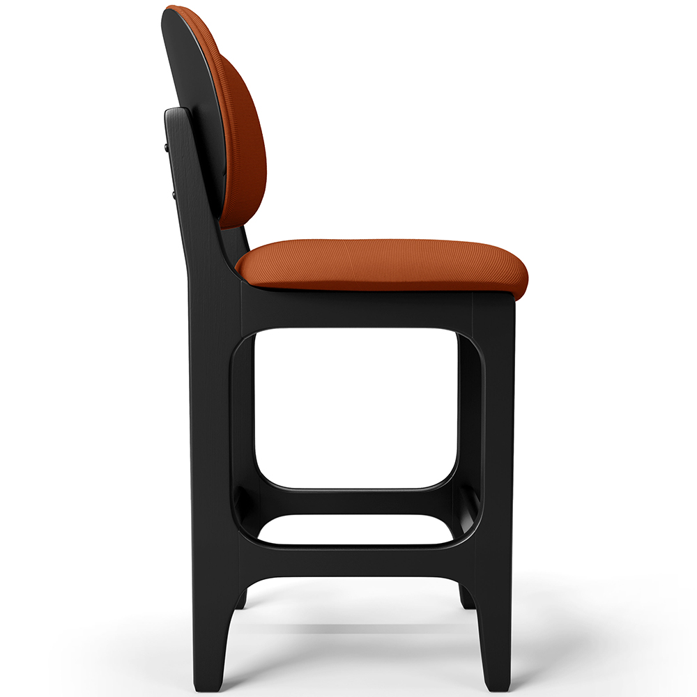 Banqueta Baixa Bar Cozinha E Sala De Jantar Fixa Betta L02 Preto Tecido Terracota - Lyam Decor