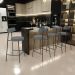 Banqueta Baixa Bar Cozinha Sala De Jantar Em Aço Milão L02 Suede Cinza - Lyam Decor