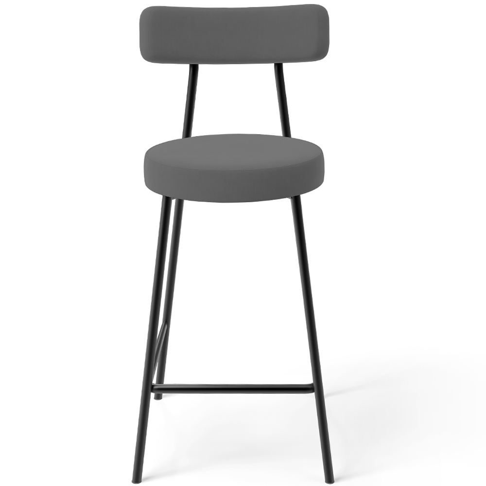 Banqueta Baixa Bar Cozinha Sala De Jantar Em Aço Milão L02 Suede Cinza - Lyam Decor