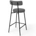 Banqueta Baixa Bar Cozinha Sala De Jantar Em Aço Milão L02 Suede Cinza - Lyam Decor