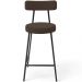 Banqueta Baixa Bar Cozinha Sala De Jantar Em Aço Milão L02 Suede Marrom - Lyam Decor