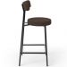 Banqueta Baixa Bar Cozinha Sala De Jantar Em Aço Milão L02 Suede Marrom - Lyam Decor
