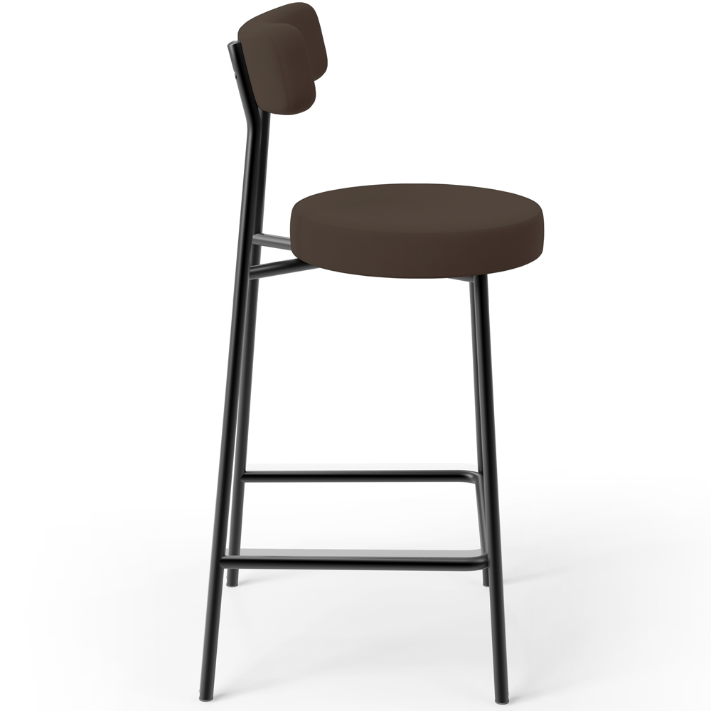 Banqueta Baixa Bar Cozinha Sala De Jantar Em Aço Milão L02 Suede Marrom - Lyam Decor