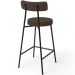 Banqueta Baixa Bar Cozinha Sala De Jantar Em Aço Milão L02 Suede Marrom - Lyam Decor