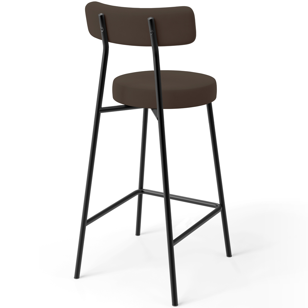 Banqueta Baixa Bar Cozinha Sala De Jantar Em Aço Milão L02 Suede Marrom - Lyam Decor