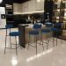 Banqueta Baixa Bar Cozinha Sala De Jantar Estrutura Em Aço Milão L02 Suede Azul Marinho - Lyam Decor
