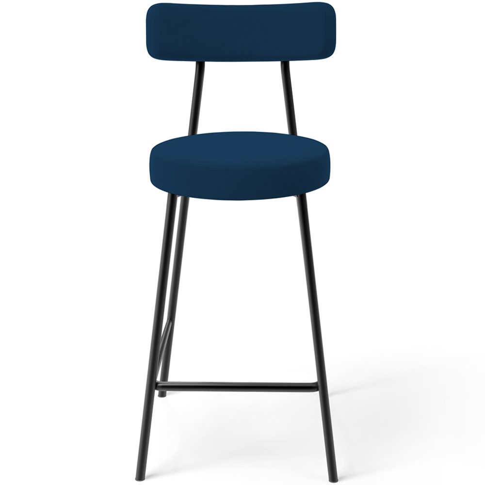 Banqueta Baixa Bar Cozinha Sala De Jantar Estrutura Em Aço Milão L02 Suede Azul Marinho - Lyam Decor