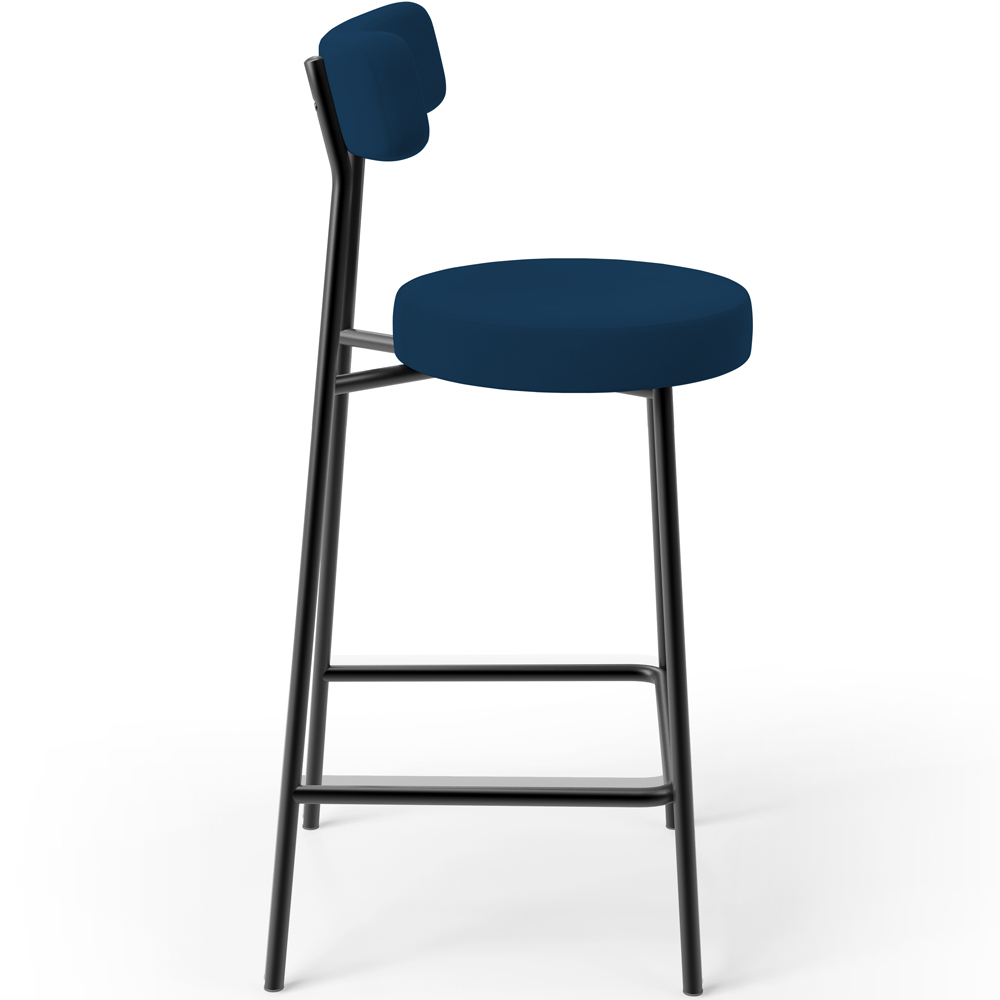 Banqueta Baixa Bar Cozinha Sala De Jantar Estrutura Em Aço Milão L02 Suede Azul Marinho - Lyam Decor