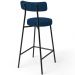 Banqueta Baixa Bar Cozinha Sala De Jantar Estrutura Em Aço Milão L02 Suede Azul Marinho - Lyam Decor