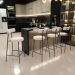 Banqueta Baixa Bar Cozinha Sala De Jantar Estrutura Em Aço Milão L02 Suede Bege - Lyam Decor