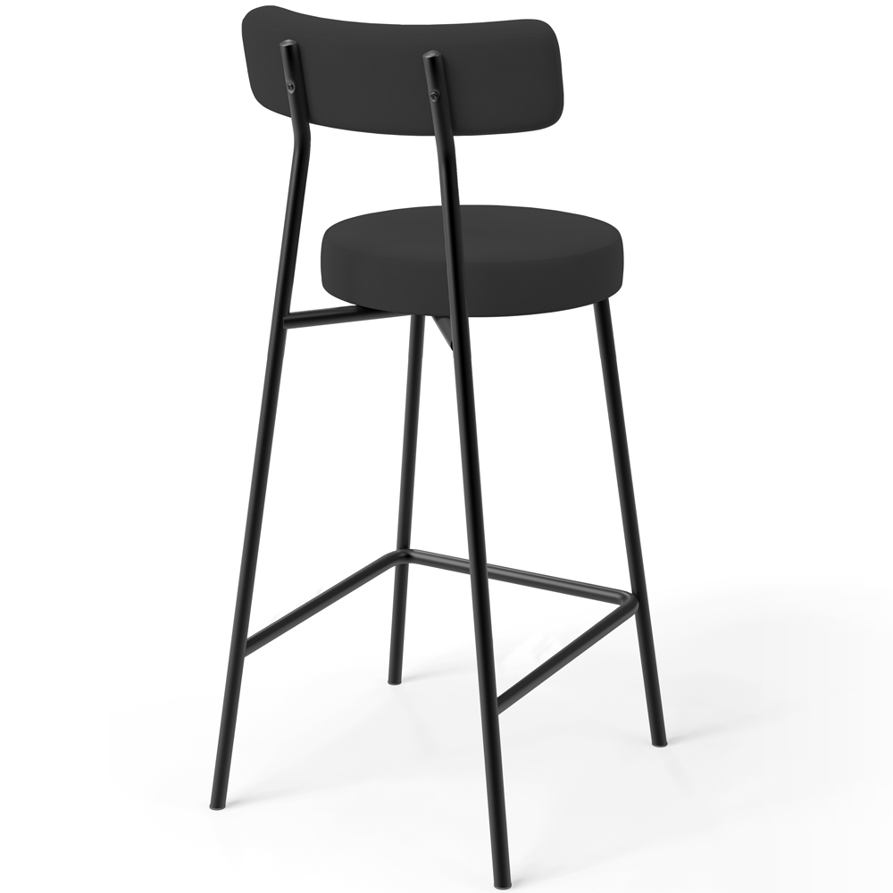 Banqueta Baixa Bar Cozinha Sala De Jantar Estrutura Em Aço Milão L02 Suede Preto - Lyam Decor