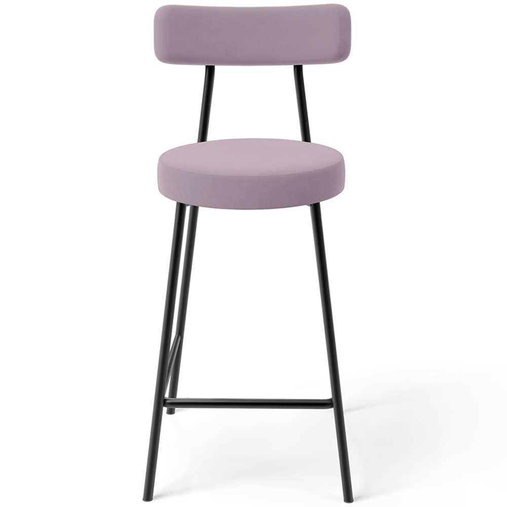 Banqueta Baixa Bar Cozinha Sala De Jantar Estrutura Em Aço Milão L02 Suede Rosê - Lyam Decor