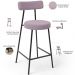 Banqueta Baixa Bar Cozinha Sala De Jantar Estrutura Em Aço Milão L02 Suede Rosê - Lyam Decor