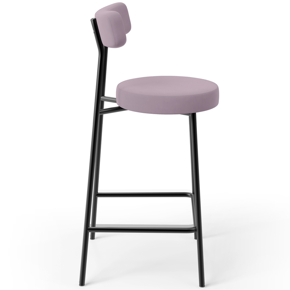 Banqueta Baixa Bar Cozinha Sala De Jantar Estrutura Em Aço Milão L02 Suede Rosê - Lyam Decor